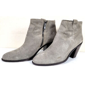Ash Ivana Ankle Boot EU 39 Grey Decorative Seam Leather Cone Heel